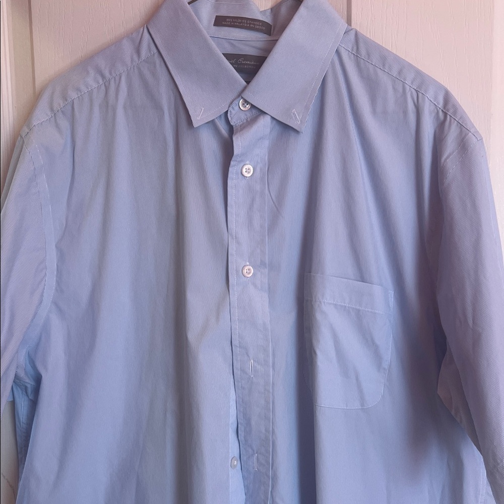 Daniel Cremieux Pale Blue white Pinstripes Men's Dress Shirt - Chest Pocket